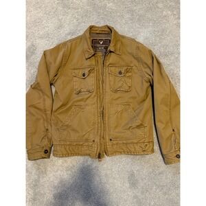 American Eagle Jacket Mens Medium Khaki Canvas Chore Deck Barn Coat